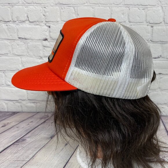 Vintage Trucker Hat Mesh Cap Snapback Orange White DI-CHEM Dresser Canada Patch - Picture 2 of 9